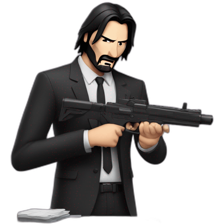 John wick is nervous in the job with gun emoji