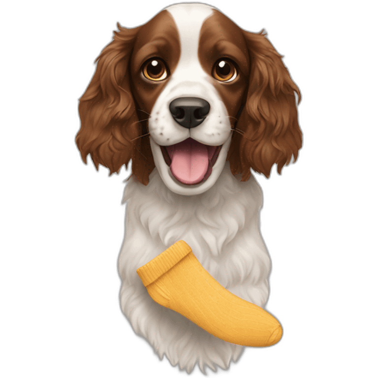 spaniel eating a sock emoji