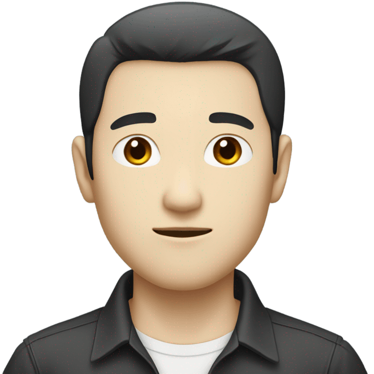 man from japan with white skin and black hair, wear casual shirt , closeout face emoji