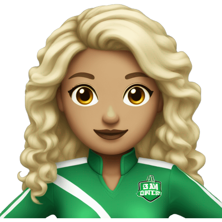 light skin cheerleader green uniform emoji