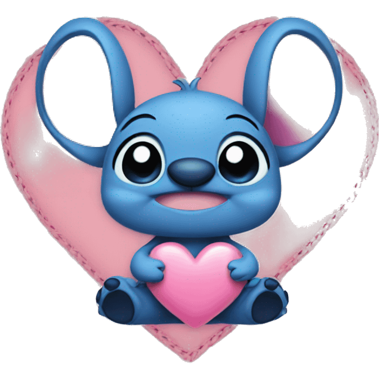 Stitch with big Heart in pink emoji