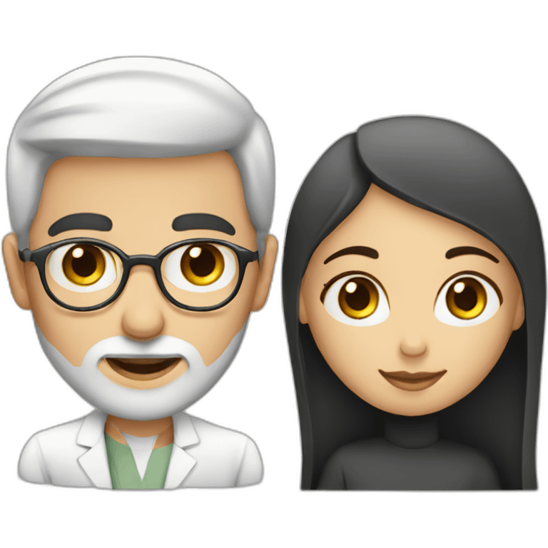 Jewishgirl with ophthalmologist tall Arabic boy with beard emoji