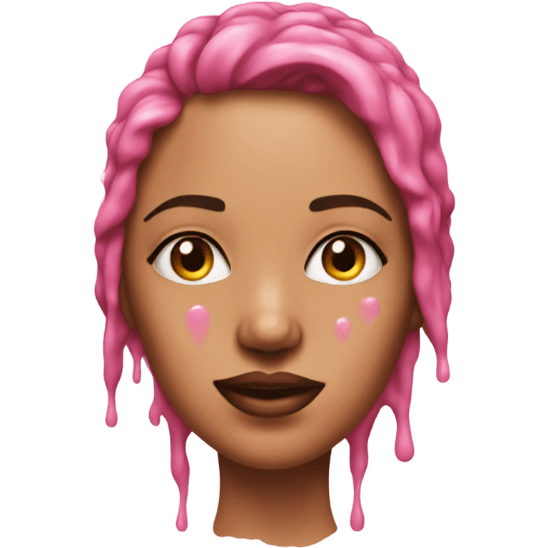 woman with sweat drips on her face ,pink realistic emoji