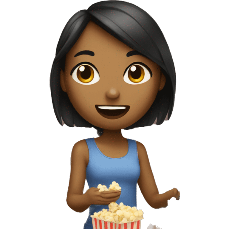 Girl watching tv and eating popcorn emoji