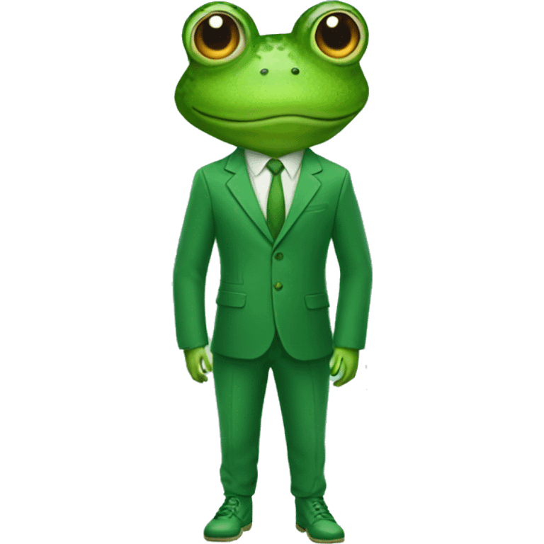 frog in a green suit and green shoes emoji