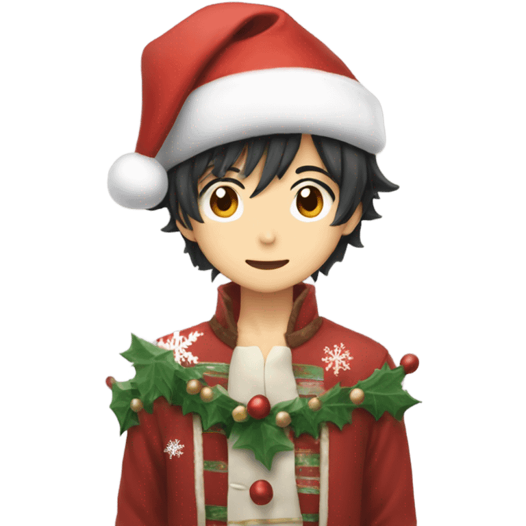 Giyuu Tomioka dressed in Christmas outfit  emoji