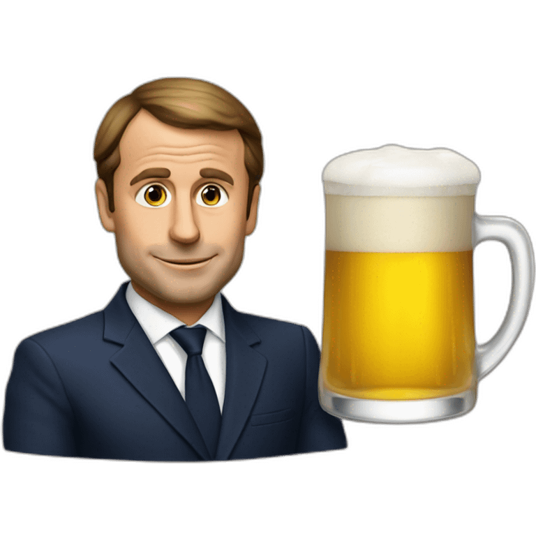 Macron drink a beer emoji