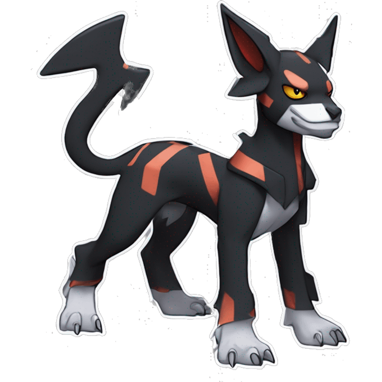 Cool Edgy Houndoom-Litten Fakémon Digimon with Edgy markings, full body, outlined emoji