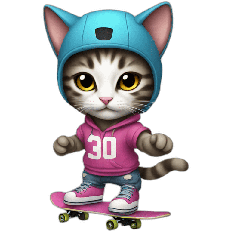 Skater Kitten dj emoji