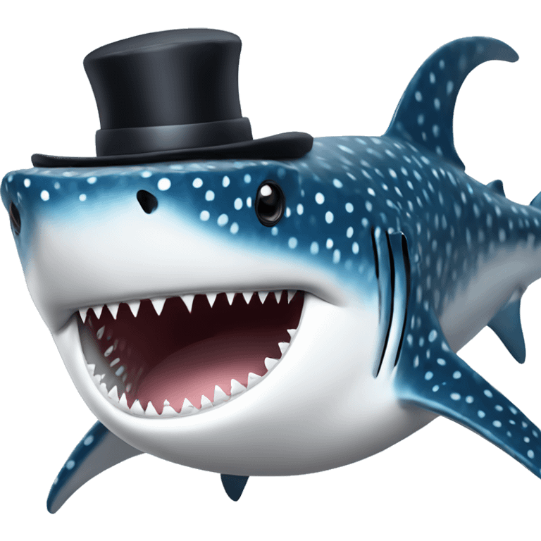 Giant whale shark with a top hat and moustache  emoji