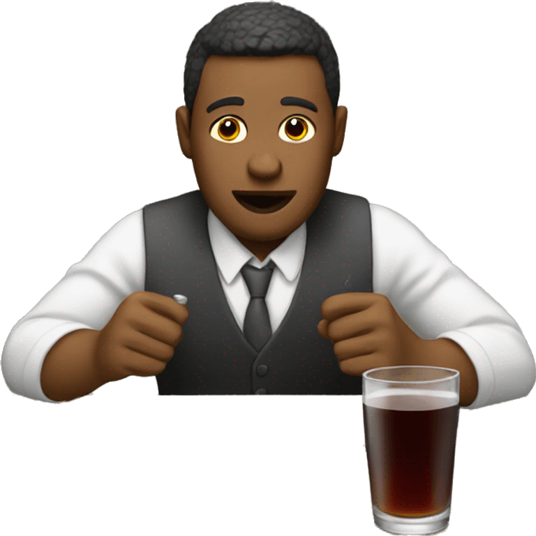 Drinking at desk emoji