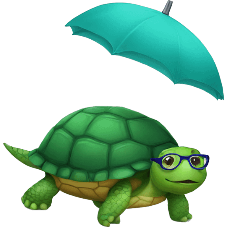 a turtle with an umbrella and glasses emoji