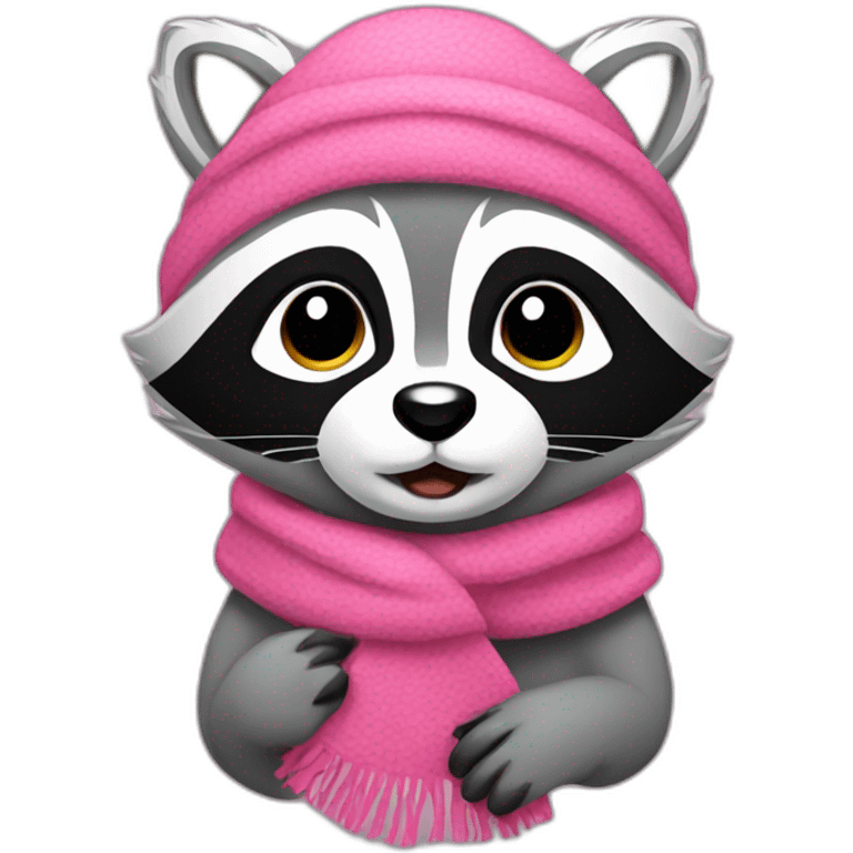 raccoon with a pink scarf emoji