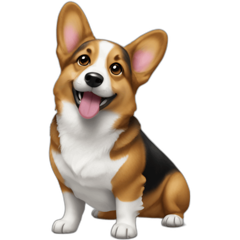 Corgi negro guiñando un ojo emoji