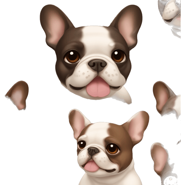 Dark brown and light brown cute face French bulldog  emoji