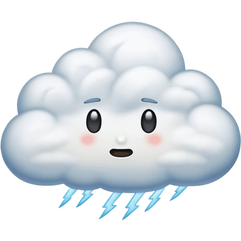 Cinematic realistic emoji depicting a cloud with a thunderstorm emoji