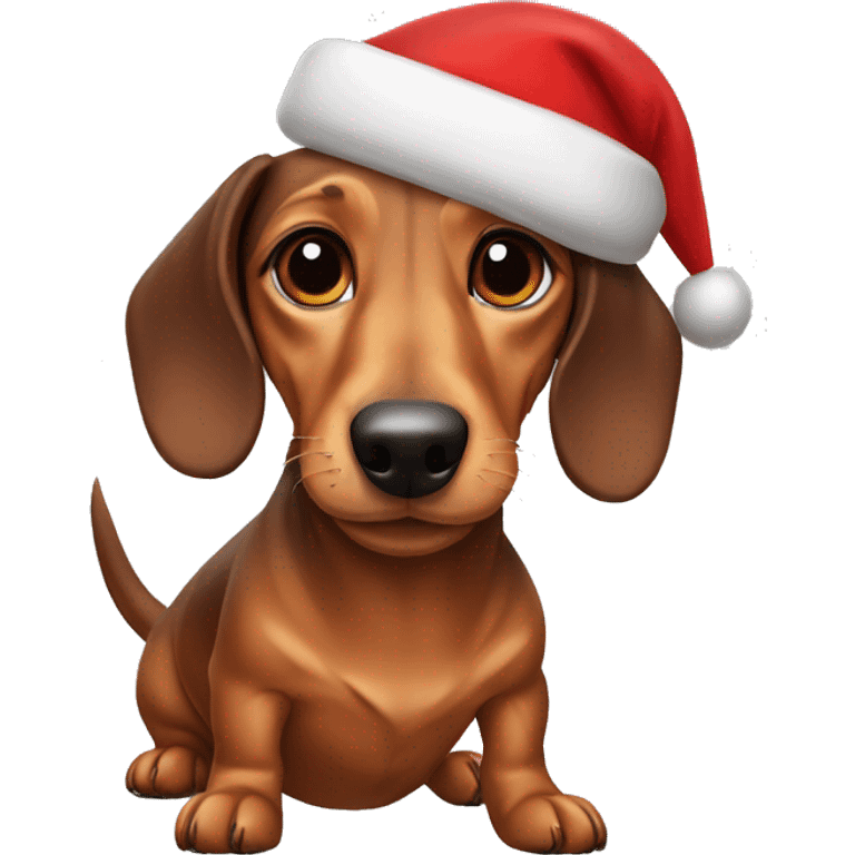 Dachshund in a Santa hat emoji