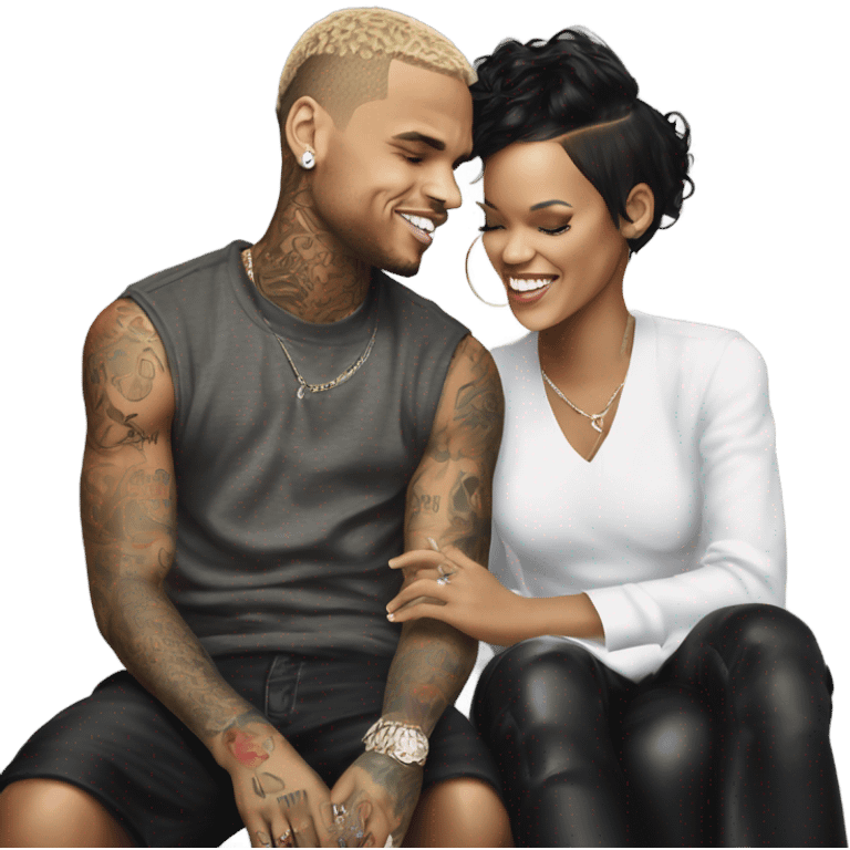 Hyper Realistic Chris Brown  and Rhianna romantic photo  emoji