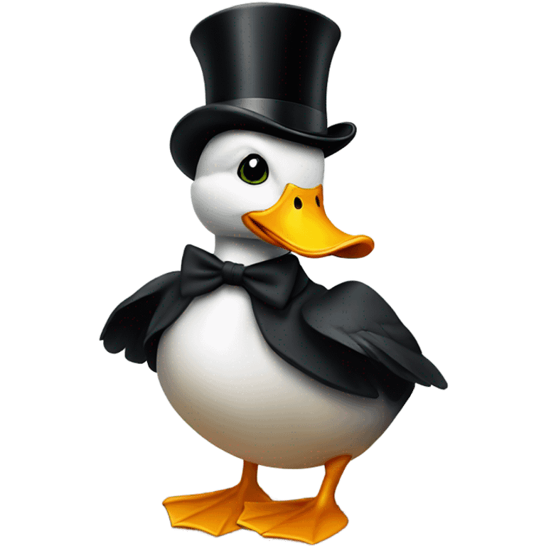 A duck wearing a top hat emoji