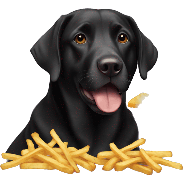 Black lab eating French fries emoji