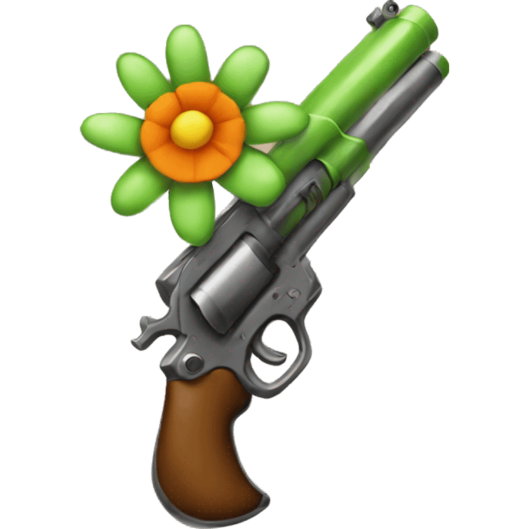 Long toy gun that has flower design emoji