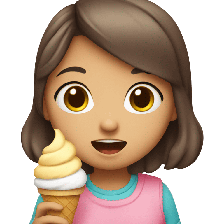 Kawaii girl eating ice cream emoji