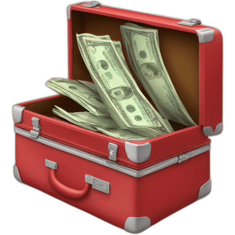 red briefcase opened money inside emoji