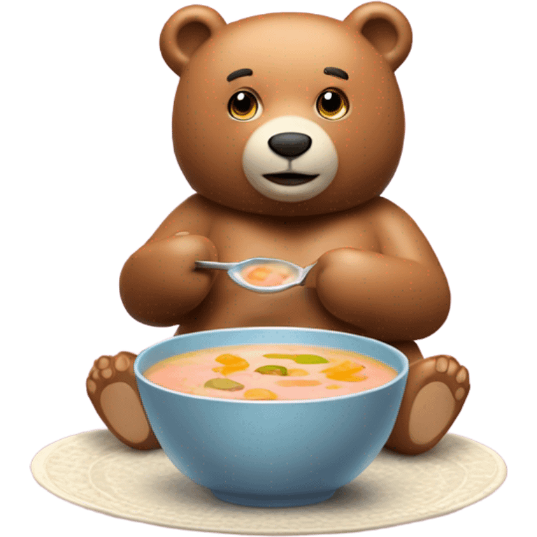 Pink bear eating soup emoji