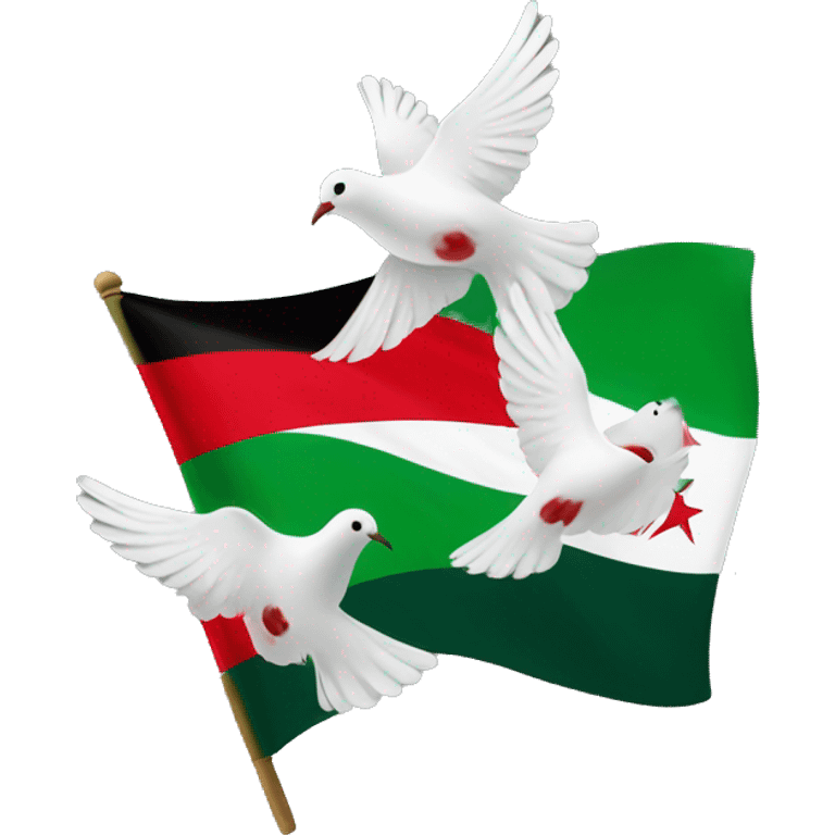 Palestine flag with doves flying around it emoji