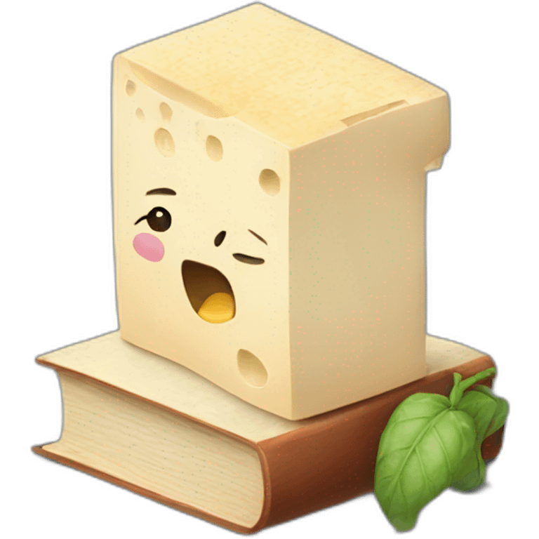 Book eating a block of tofu emoji