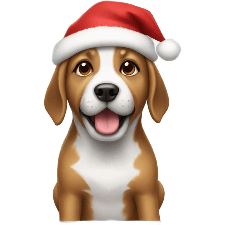 Dog wearing a christmas hat emoji