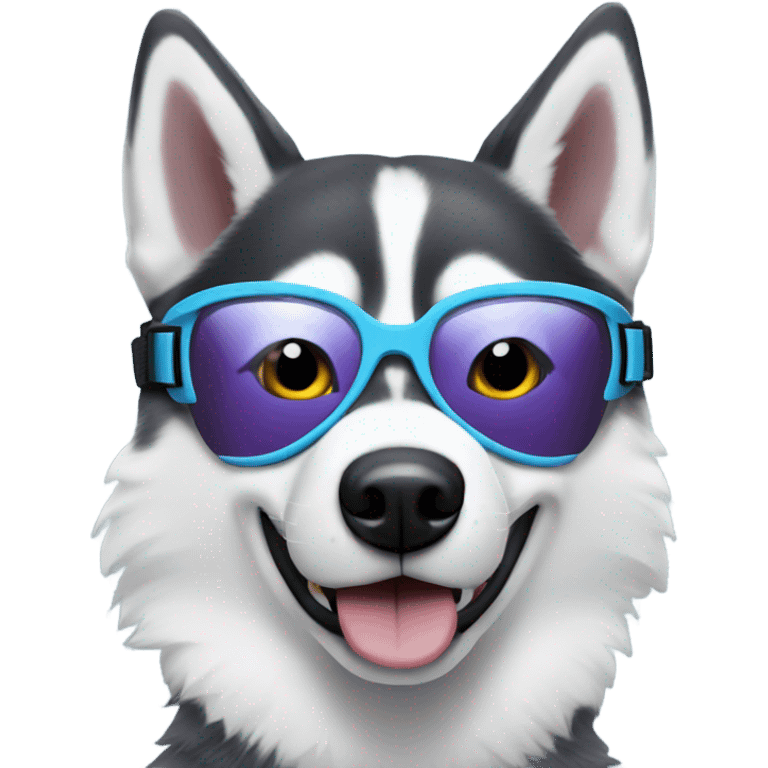 Husky dog wearing snow goggles emoji