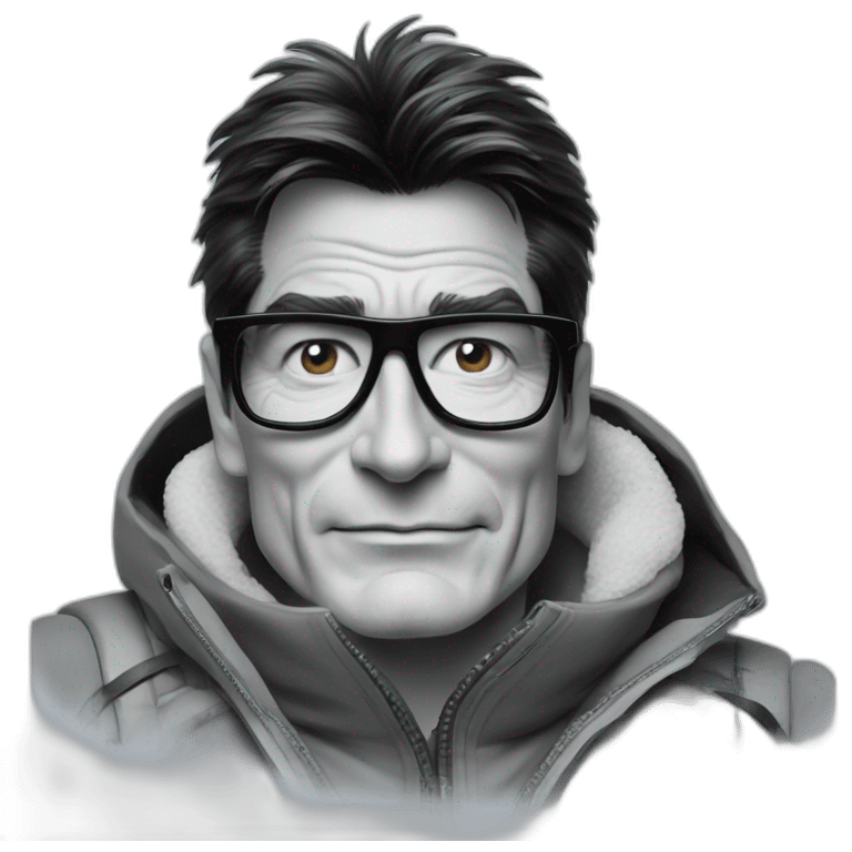 Charlie Sheen skiing in powder emoji