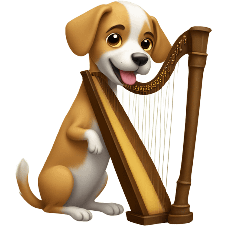 A dog playing the harp emoji