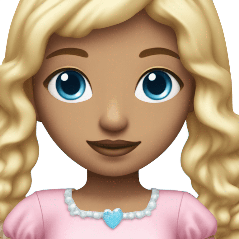 ocean blue doll eyes, blonde hair, feminine, pink, girl, angelic emoji