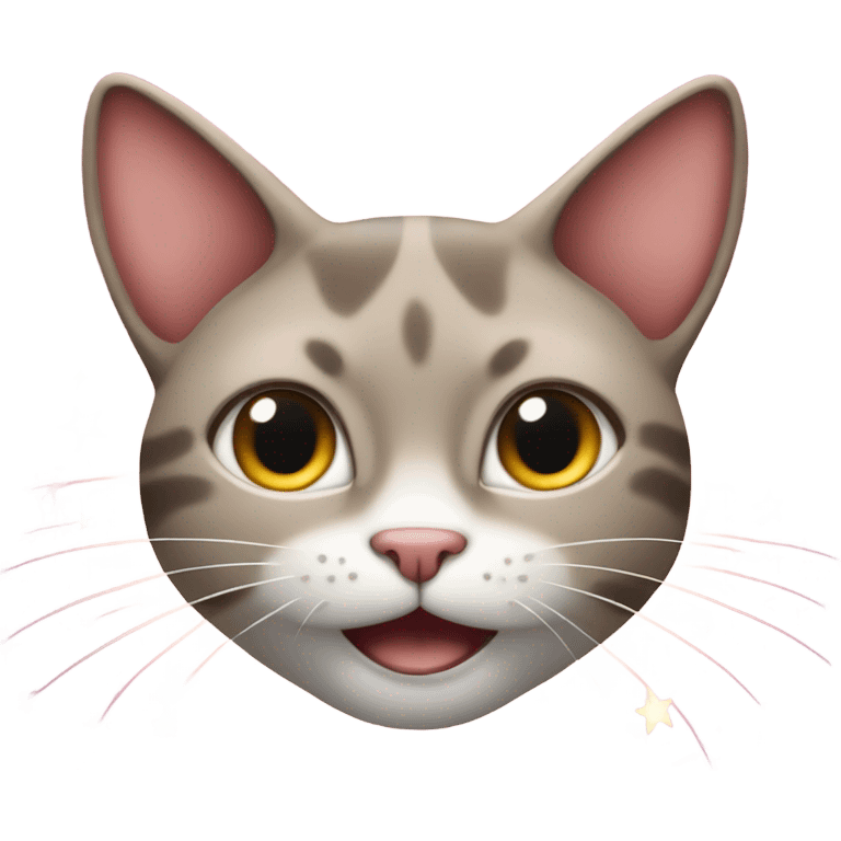 The cat emoji "😺" merged with "🤩" the star eyes emoji