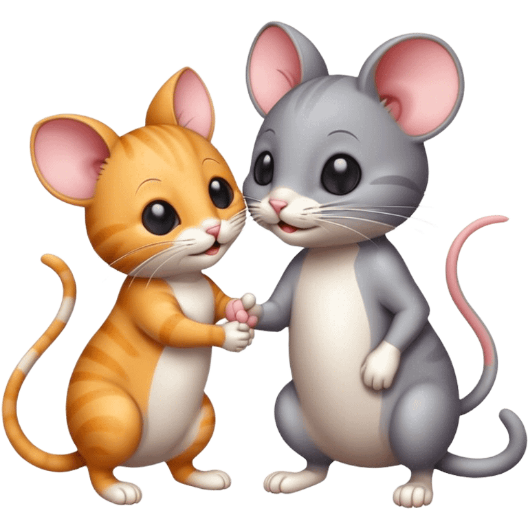 a cat and a mouse shaking hands emoji