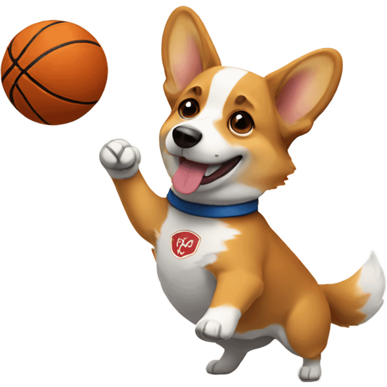 Corgi playing basketball  emoji