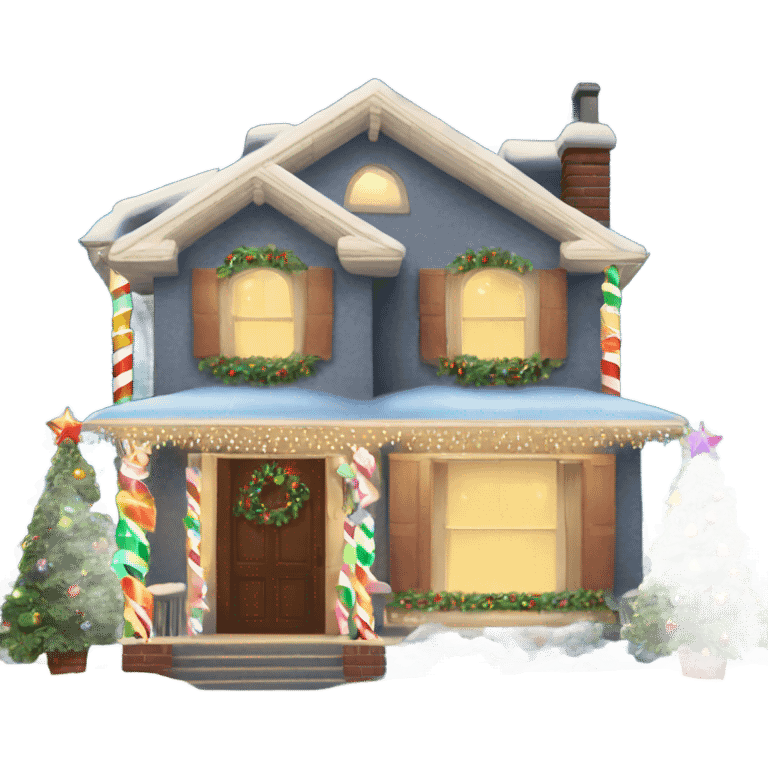 house decorated with fancy Christmas lights and lots of Fancy decorations emoji