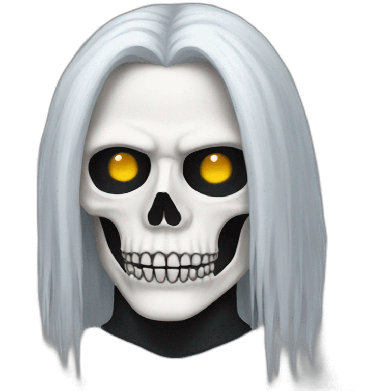 White goth Man with long hair and Skeleton paint face emoji