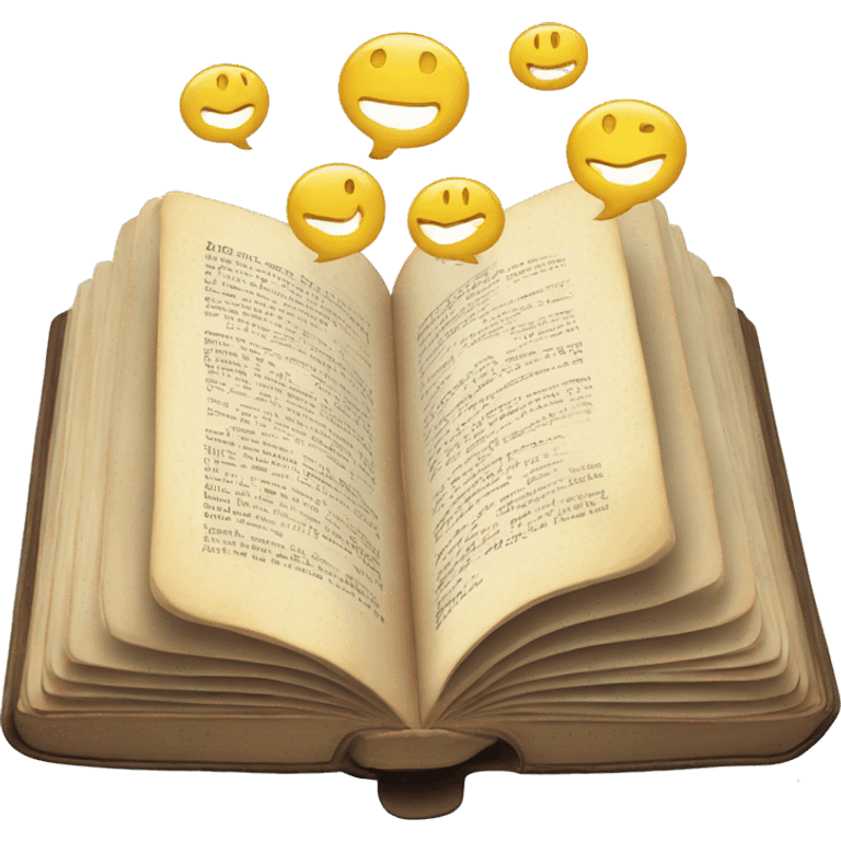 an open bible with speech bubbles coming out of the pages emoji