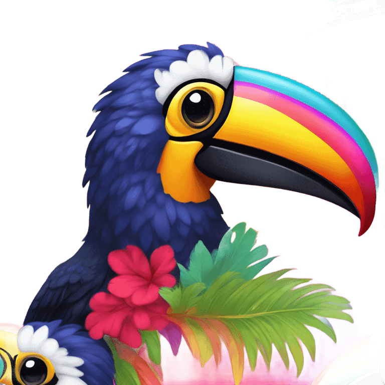 Lisa frank toucan with rainbow feathers emoji