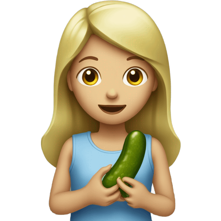 Girl eating a pickle emoji