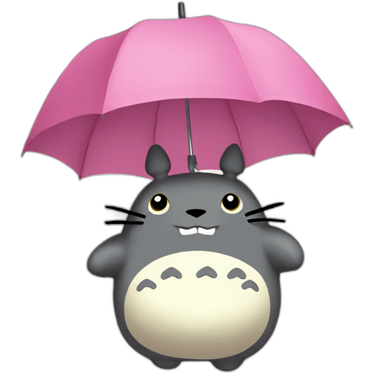 pink totoro with umbrella  emoji