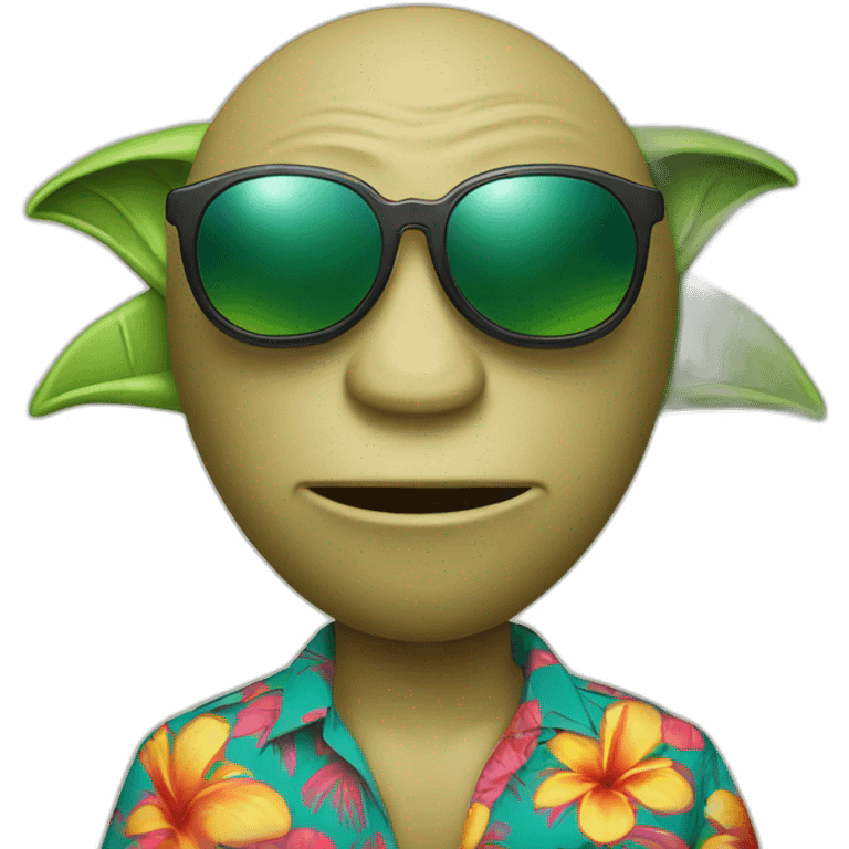 alien wearing hawaiian shirt and sunglasses portriat emoji