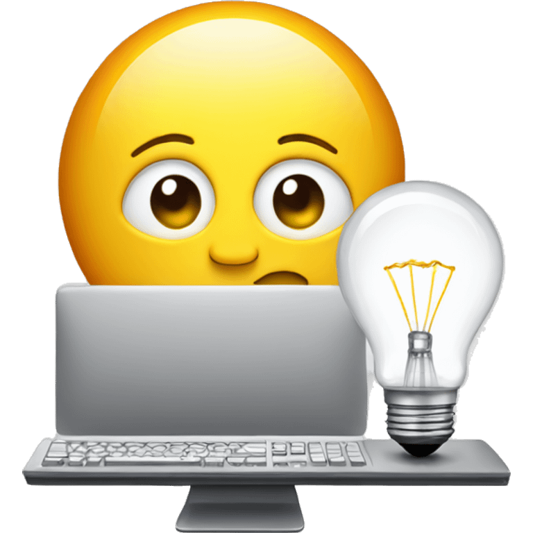 computer, light bulb, inspiration, concentration, creativity emoji