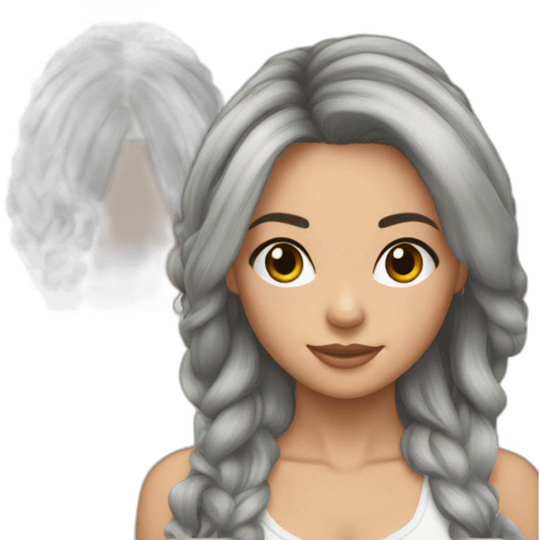 alicia brune cheveux plaqués couette emoji