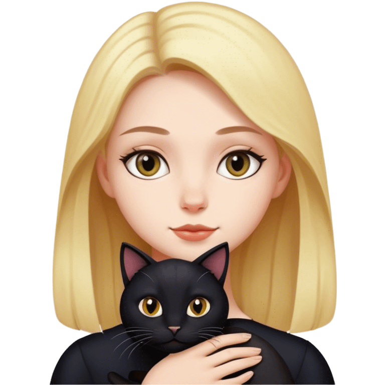 girl with black cat emoji