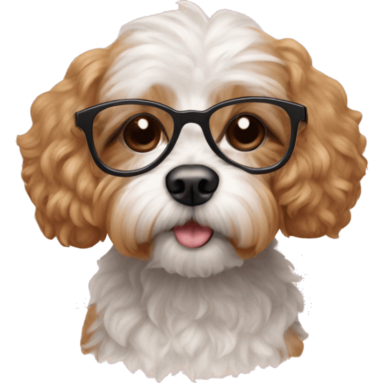 Cavapoo dog with glasses emoji