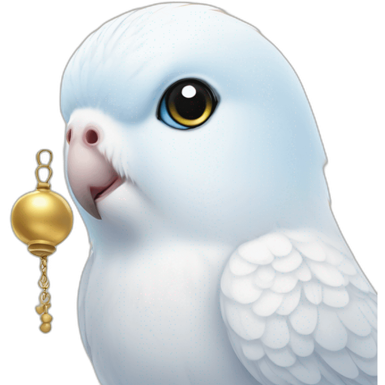 white budgie with bell emoji